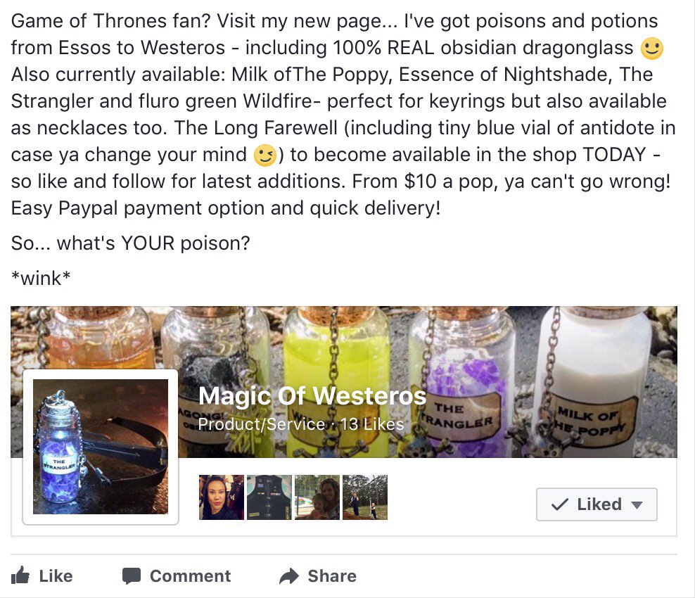 MagicOfWesteros's tweet image. Follow my newly created Facebook page at fb.me/WhatsYaPoisn - THE LONG FAREWELL ADDED TODAY! Aussie prices ;)