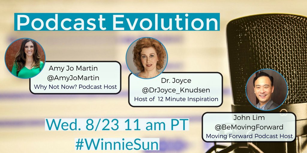 winniesun's tweet image. Join us on Wednesday for our Podcast Evolution Chat! I'll be chatting with you all live from The Podcast Movement Conference! #WinnieSun