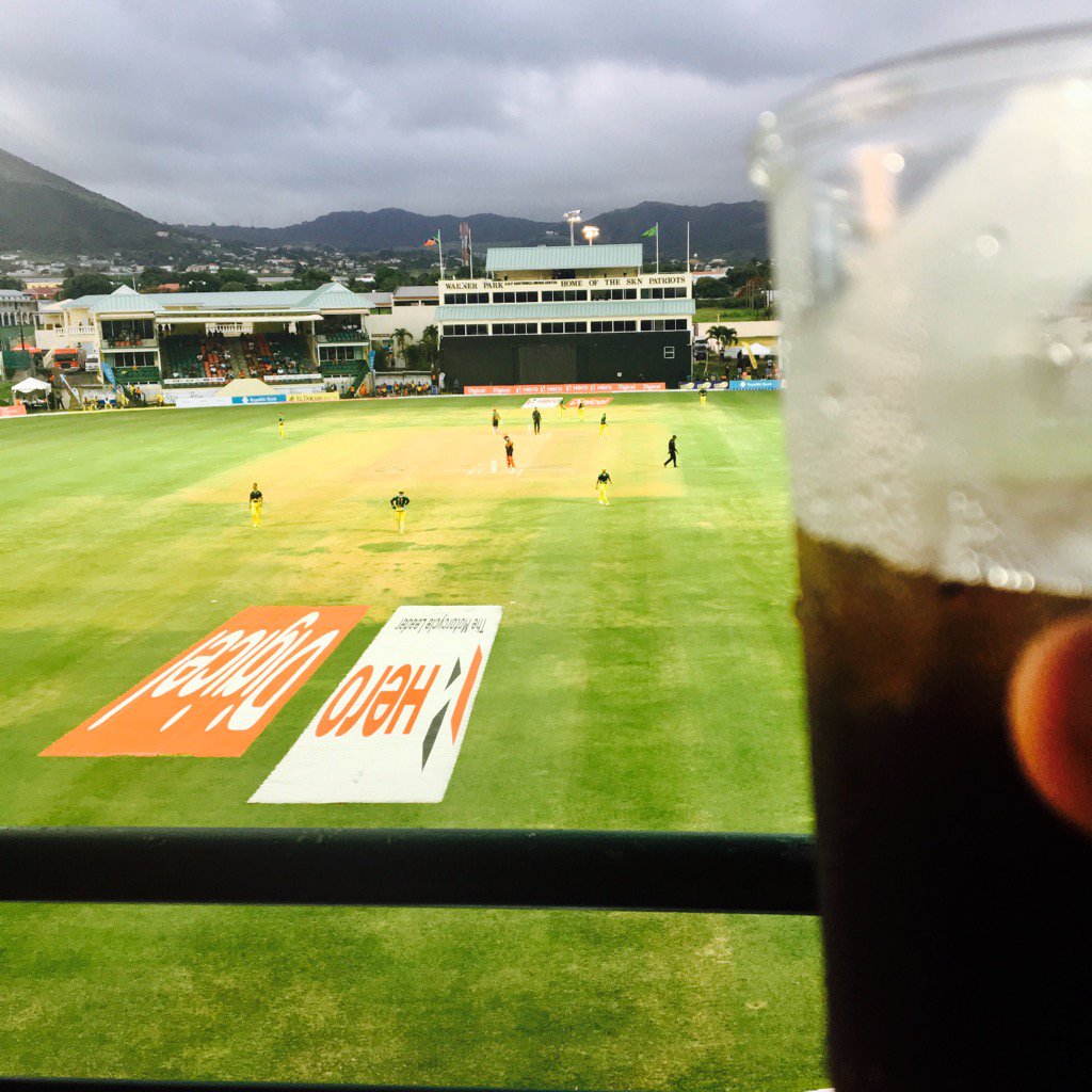 piersmorgan's tweet photo. Rum &amp; coke, @henrygayle batting, @KumarSanga2 'keeping... #cricketutopia @CPL #StKitts 🏏 https://t.co/ErmyRmDWnM