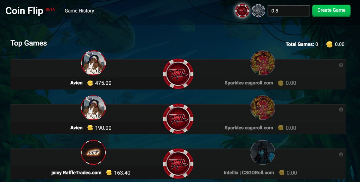 We've launched Coin Flips in BETA mode for testing, please reply with feedback on how we can improve the game for you