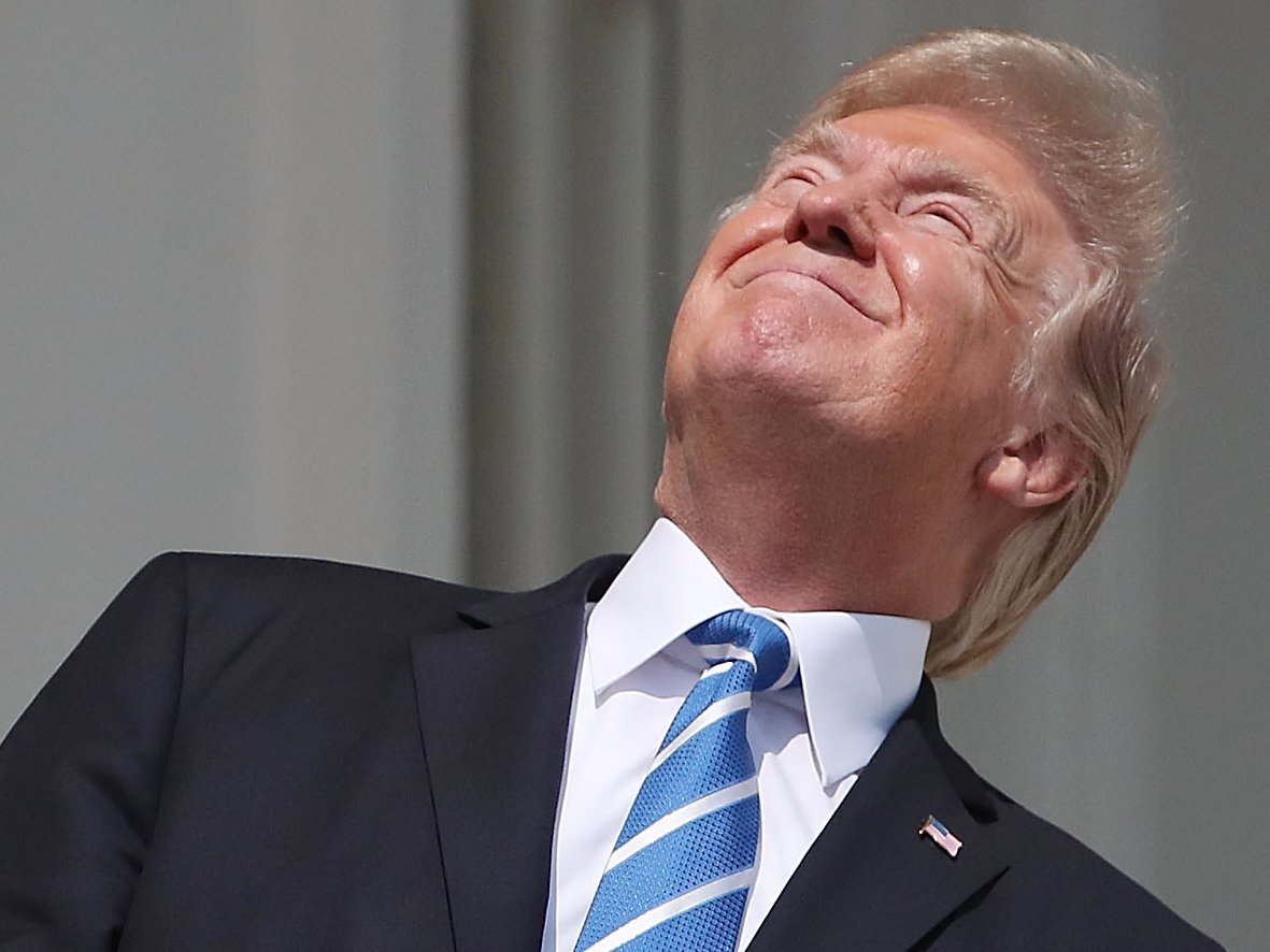 Nobody over the age of 8 is dumb enough to look at an eclipse without protection... @realDonaldTrump 'Here, hold my beer'. #fakeeclipse