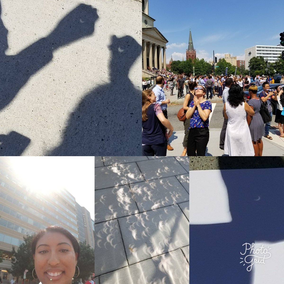 SanetraP's tweet photo. Don't look up! View from Washington, DC 2:42 pm. #minisun #eclipse2017 #SolarEclipse2017 https://t.co/luAkoLhPXz