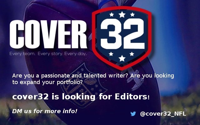 cover32_LAR's tweet photo. If you're interested, please DM us or email: cover32info@gmail.com. #nfl #cover32 #afc #nfc #writingcareer #journalism #sportsmedia https://t.co/AY7XbOv4hp