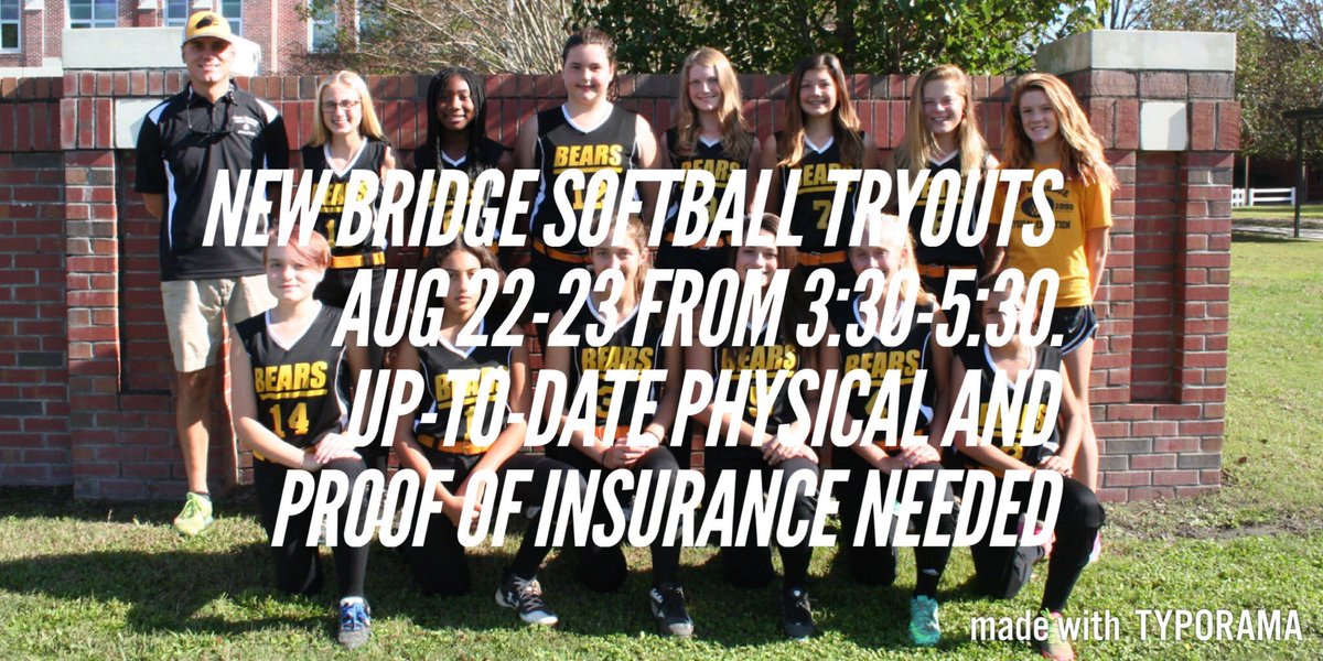 Softball try-outs  will be at Kerr Street Park. If weather or heat don't cooperate, try-outs will be in the New Bridge Gym.