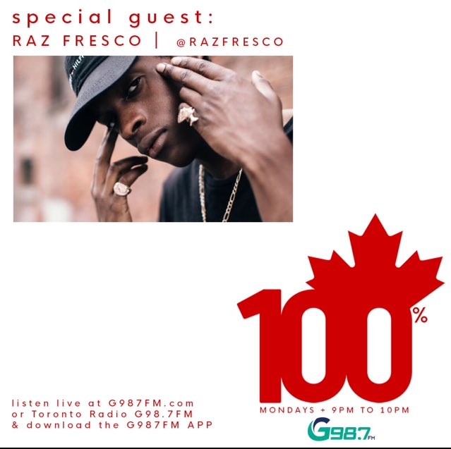 The intelligent hustler <a href="/RazFresco/">RAZ FRESCO</a> joins me tonight on #100CDN &amp; should I even mention the playlist?

Just tune in at 9pm on @G987FM