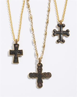 9th Century A.D. Bronze crosses framed in 22K Yellow Gold with cognac colored diamonds by Katherine Jetter. ow.ly/c4fx307m4QL