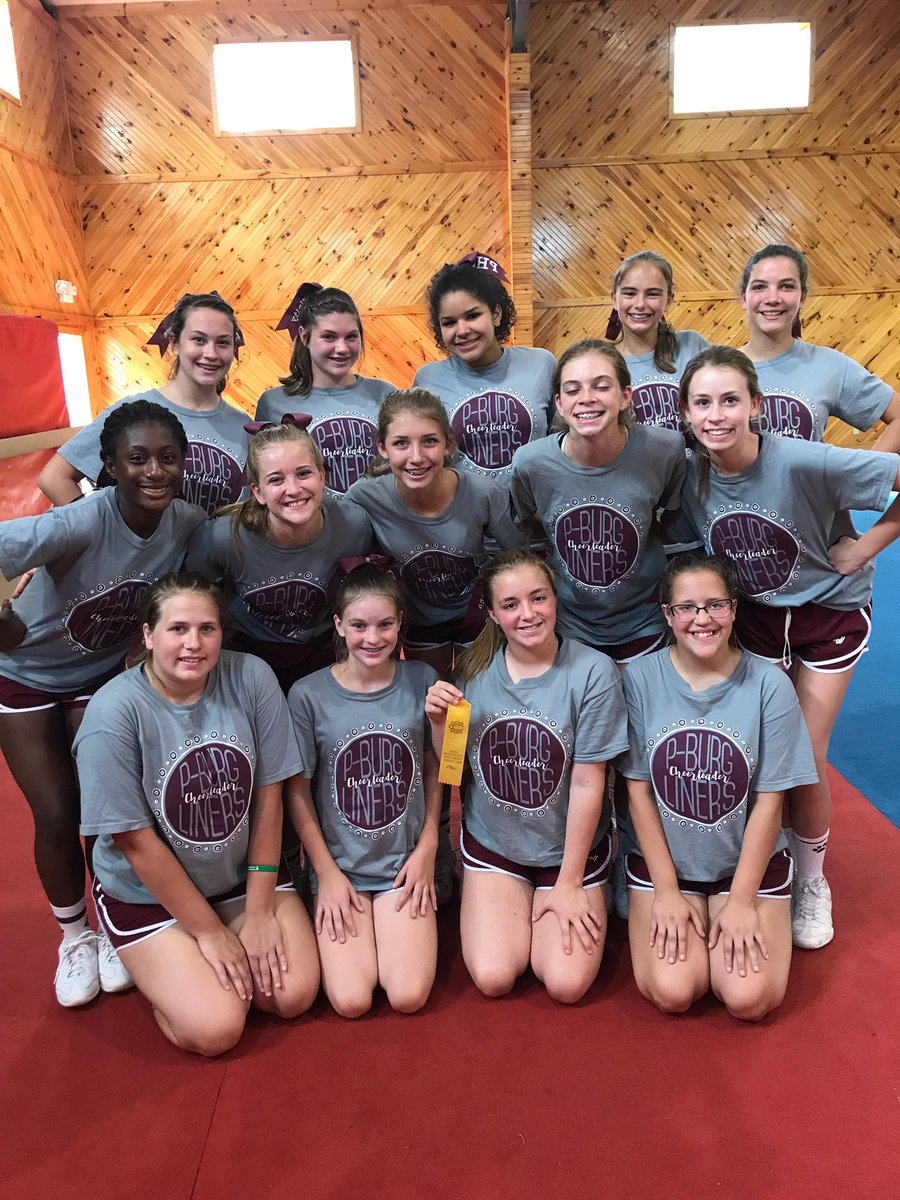 StatelinerCheer's tweet photo. We did great at our cheer evals today! varsity with the blue ribbon and JV with gold🏆🐾 https://t.co/7ajCofRmWI