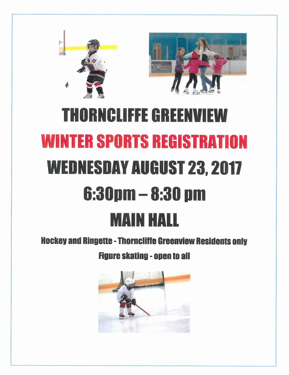 Winter Sports Registration is on Aug 23 6:30-8:30pm For more info see link below <a href="/TGISCCalgary/">TG Ice Skating Club</a> <a href="/McKnightHockey/">McKnight Hockey</a> 
facebook.com/TGCA5600/posts…