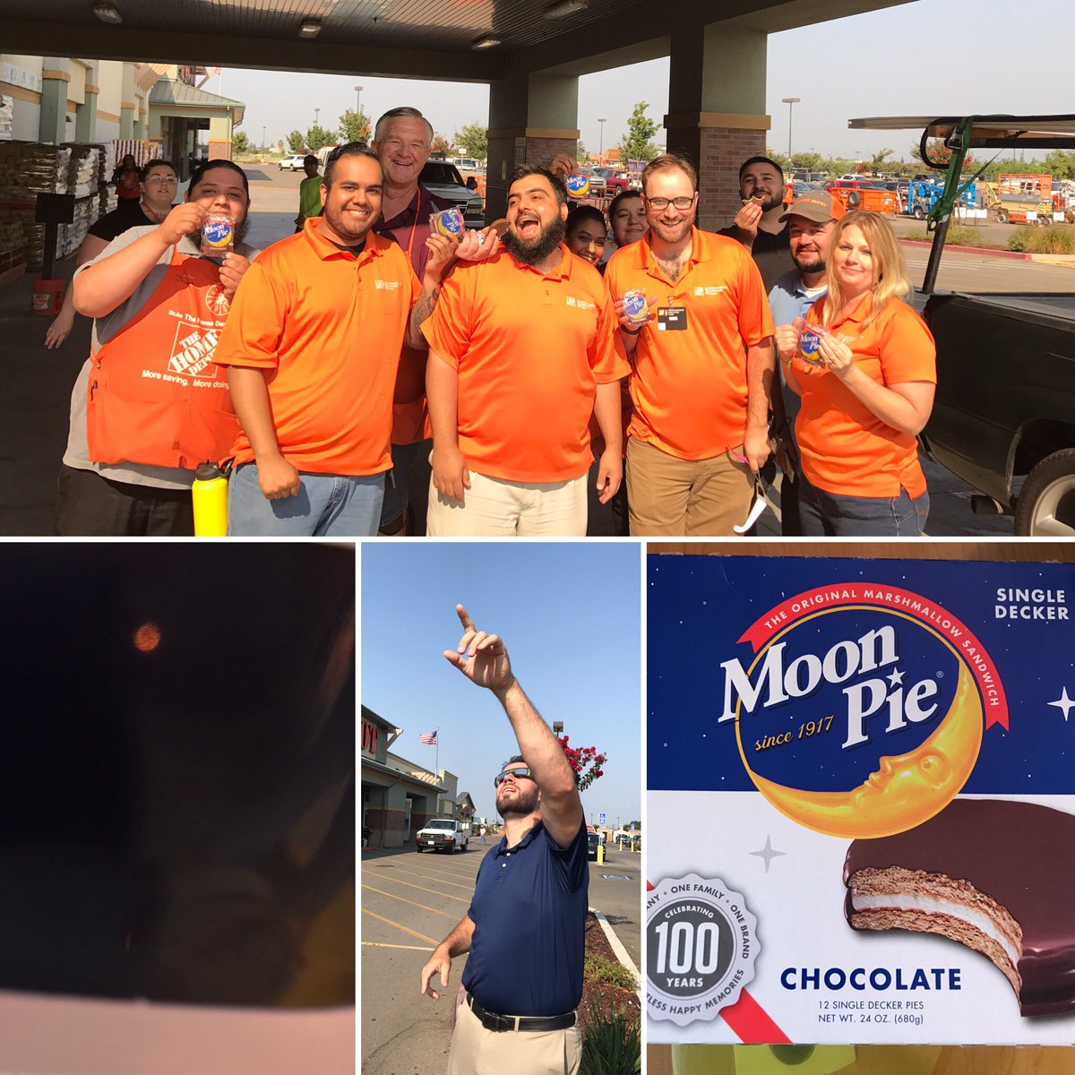 KristenOikawa's tweet image. What&apos;s an eclipse viewing party without the Moon Pies?? Had some fun today meeting my new family, and got to wear fancy glasses! #Eclipse17