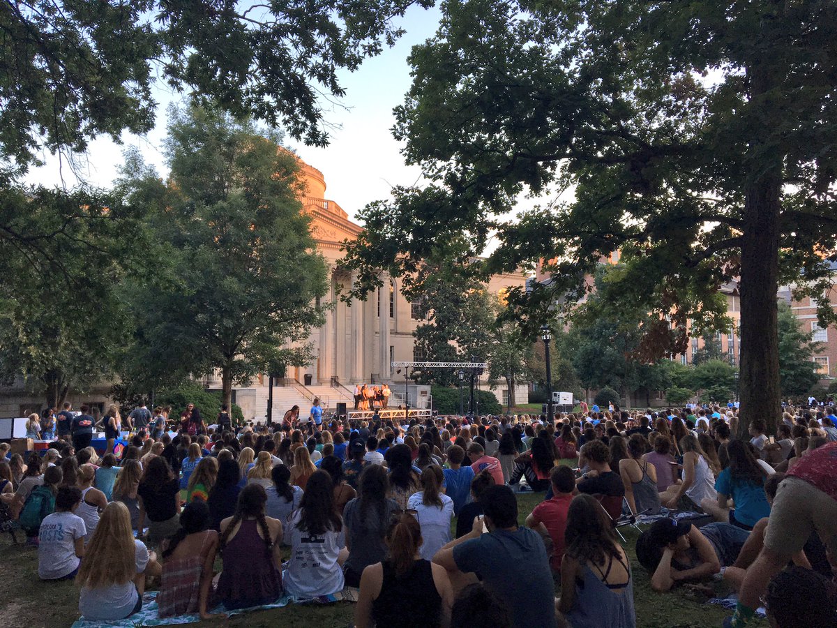 UNC's tweet photo. Hard to find a better #CarolinaSunset than this! Great night, great music and a great crowd at Sunset Serenade 😍 https://t.co/x0QzzrWONb