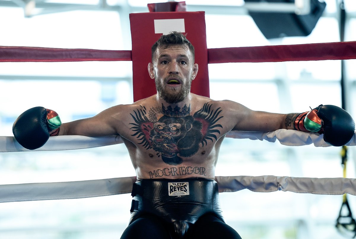 ufc's tweet photo. "I'm going to knock him out inside four rounds. Mark my words." #ConorMcGregor 
@TheNotoriousMMA #MayweatherMcGregor https://t.co/1I9cyJjzvQ