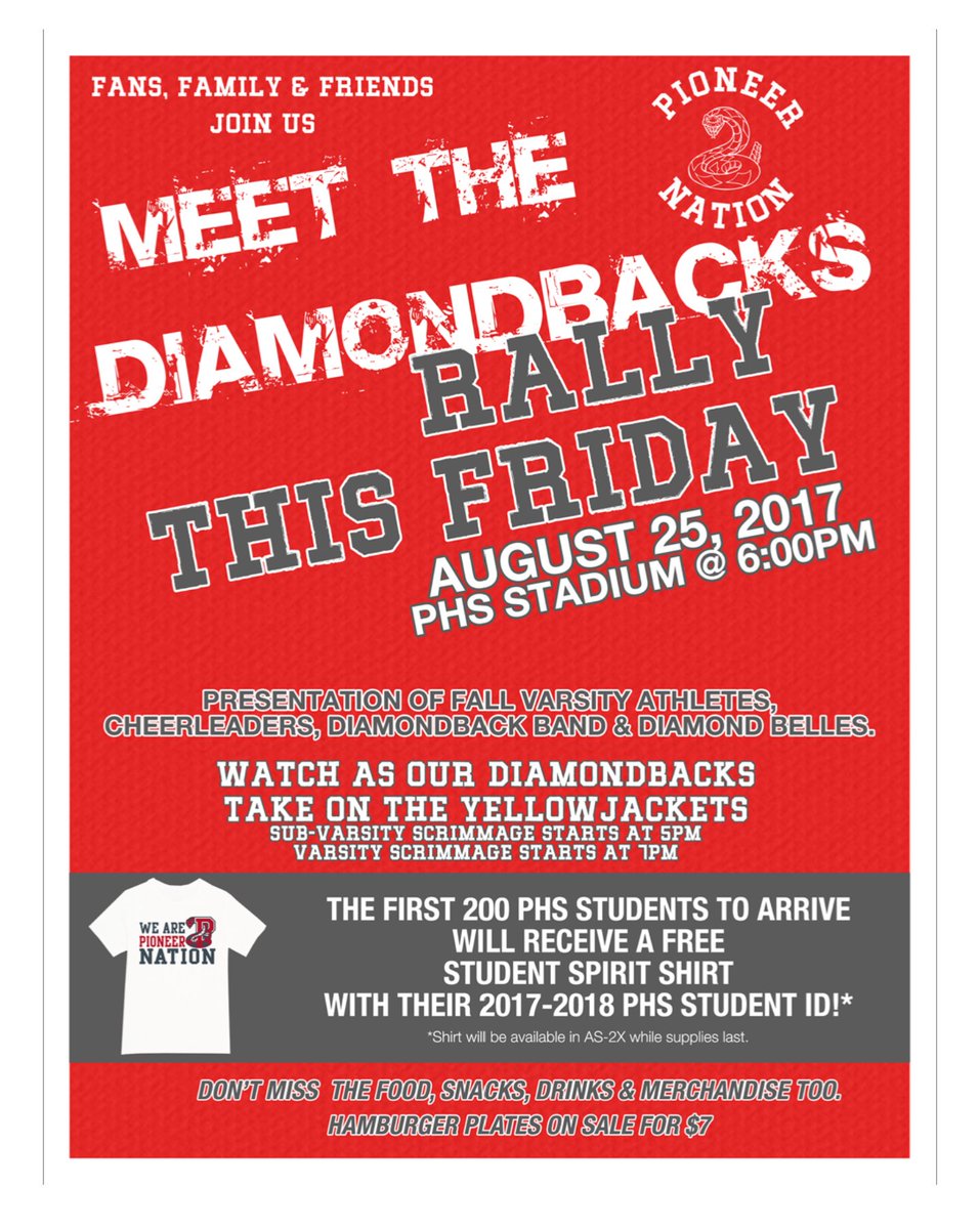 DABC2018's tweet image. Meet the Diamondbacks  Friday @ 6pm. Presentation of ALL sports!!! Then stay and cheer on our own Diamonbacks vs. E-E Yellowjackets.
