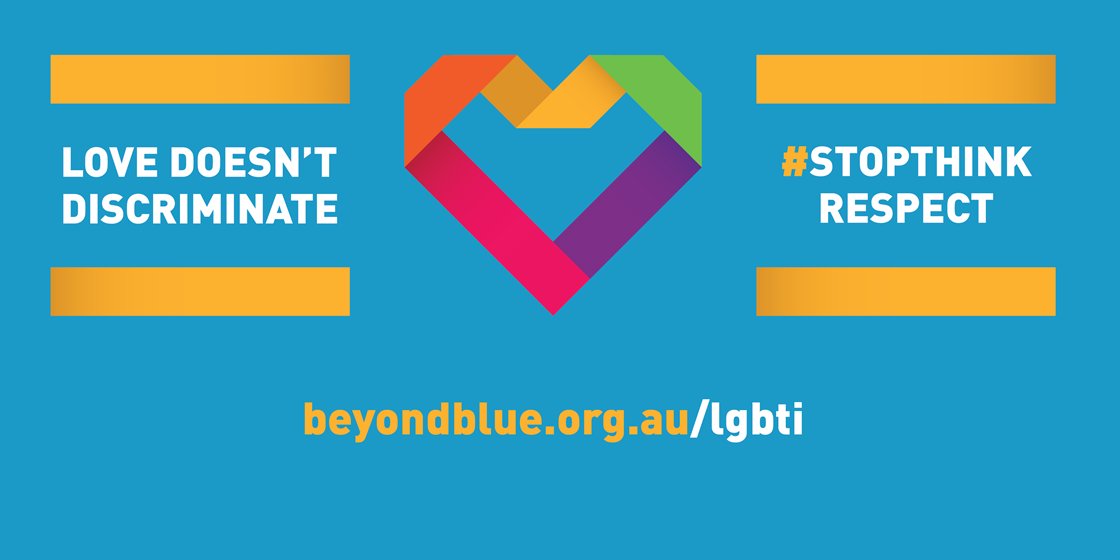 beyondblue's tweet photo. Discrimination is a risk factor for mental health conditions – it's unacceptable in all forms. https://t.co/VKHxLefgZ8 #StopThinkRespect https://t.co/cGzhkV4Mx3