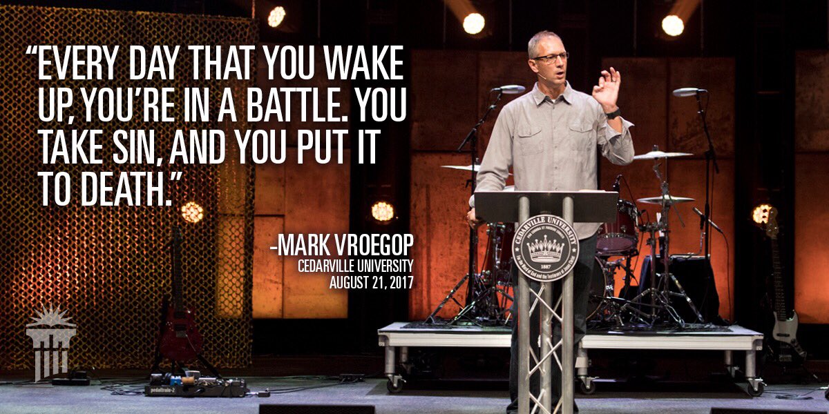 cedarville's tweet photo. Great start to #FallBibleConference with @MarkVroegop tonight! Be killing sin, or it will be killing you. https://t.co/iNKOLb5fk0