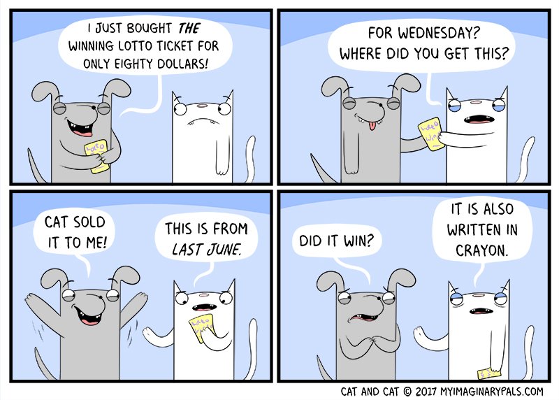 catandcatcomic's tweet photo. #dog gets in on the #lottery in #todays #cat and cat #comic but #may not be a #winner 

#webcomic #win #lotto #powerball #fun #game #trcik https://t.co/I7rQ3R1uJr