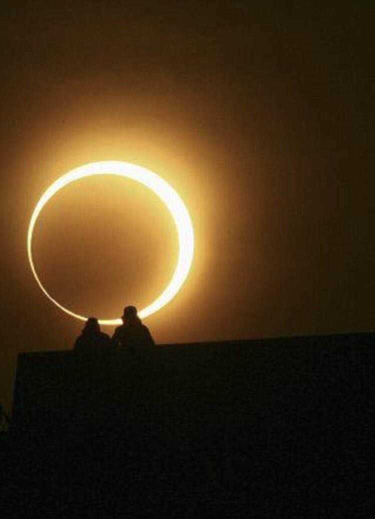 Great view of the solar eclipse today looking over the roof top of building A at MJHS! #bullpuppride #bullpuplied