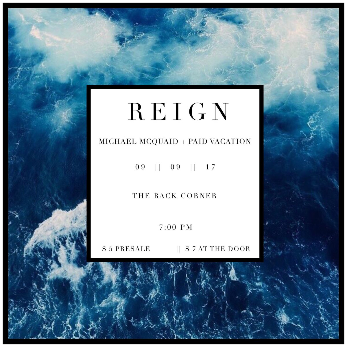 ReignBandMusic's tweet photo. We're celebrating Ash's bday in style on 9/9 @ The Back Corner w @imichaelmcquaid + Paid Vacation! It's 21+ ft. DJ afterparty so COME PARTY! https://t.co/9y42AWr8EB