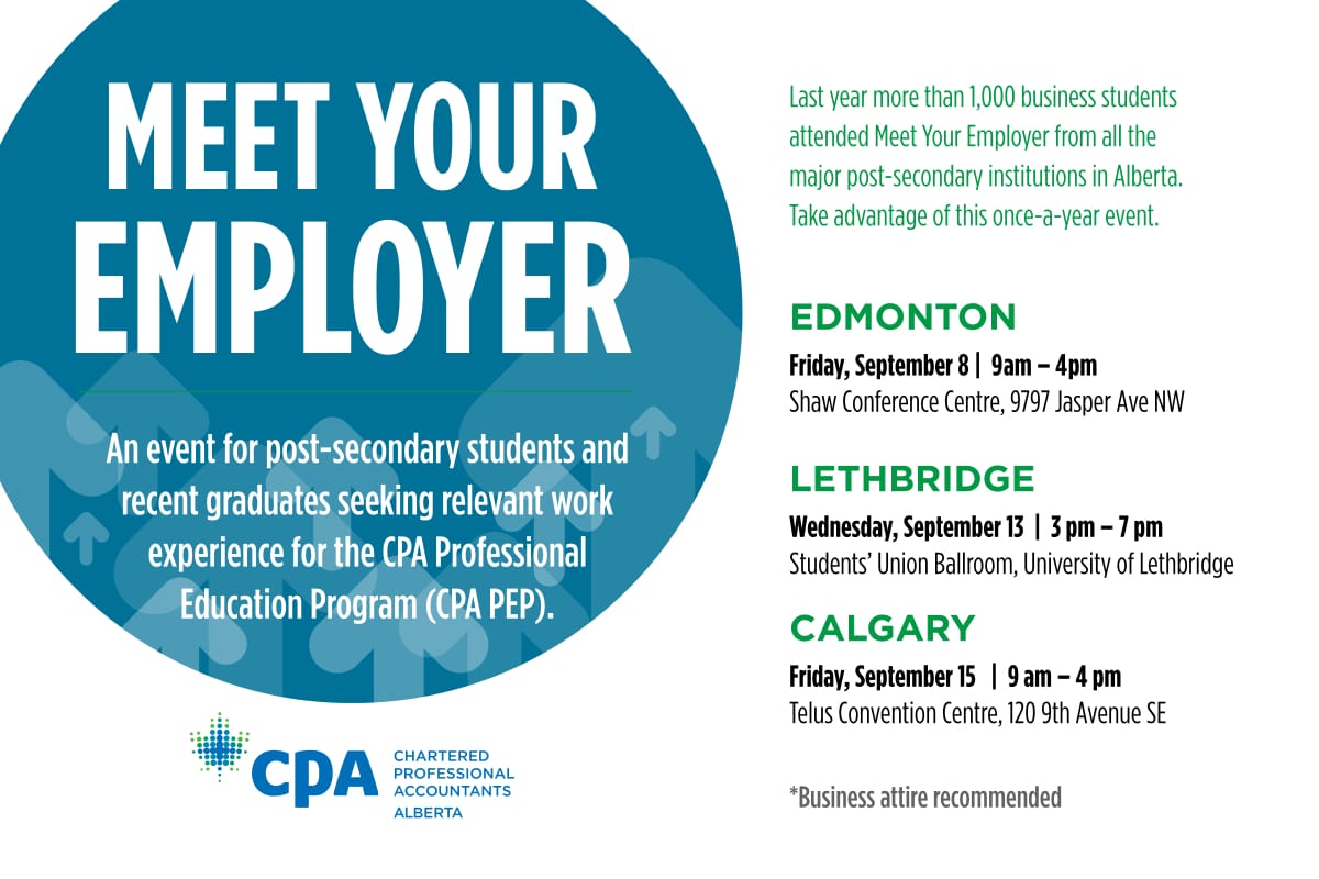 OCACBusiness's tweet photo. Recent graduates and soon to be graduates, interested in working in Alberta? Check out the Meet Your Employer events happening in September https://t.co/TXA3QEwhMU
