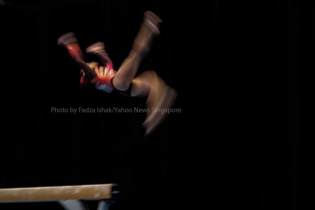 FadzaIshakCNA's tweet image. Gymnastic Artistic.The 29th SEA Games.M'sia retain their gold medal with an impressive start.Pix by Fadza Ishak/Yahoo News Singpore