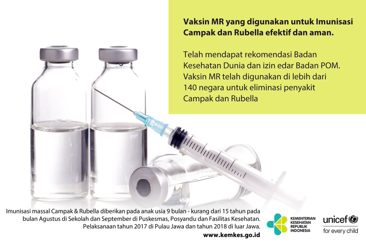 Vaksin MR yg digunakan Imunisasi Campak dan Rubella efektif dan aman

#CegahCampakRubella
#ImunisasiBisa