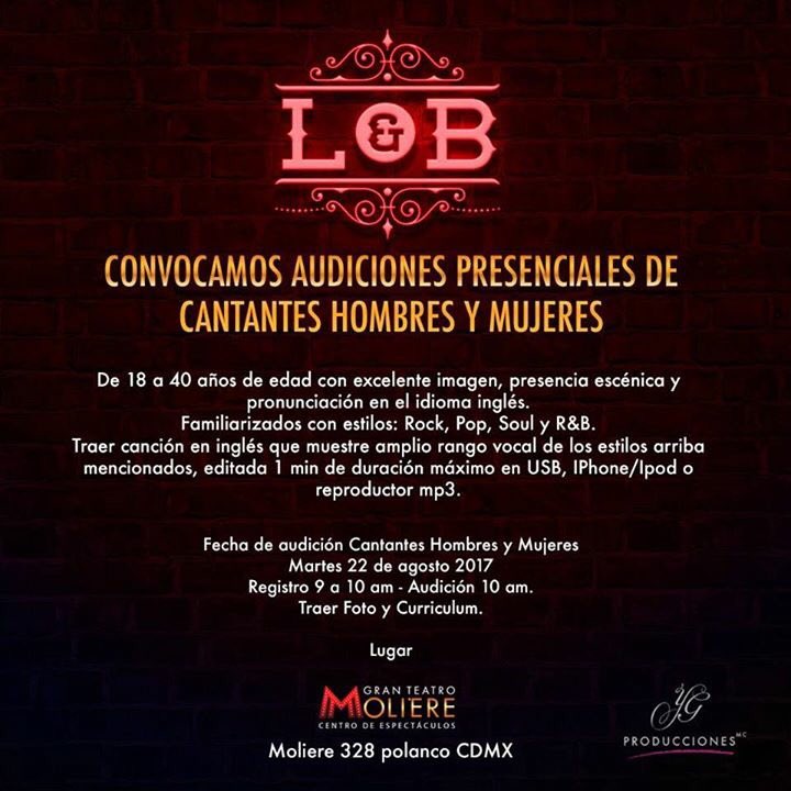 Mañana #Audiciones para nuevo show de gran formato  <a href="/LoveNBelieve/">Shontey Carthers</a> en @GTMoliereCE #Cantantes #LoveAndBelieve #EnElMolière Los esperamos