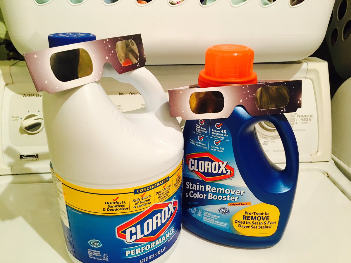 amaallison's tweet photo. New label instruction : Suggest usage of eclipse goggles FOR EVERY LOAD. #whitestwhites #brightestbrights #thriveatclorox https://t.co/hGGhIUWhJM
