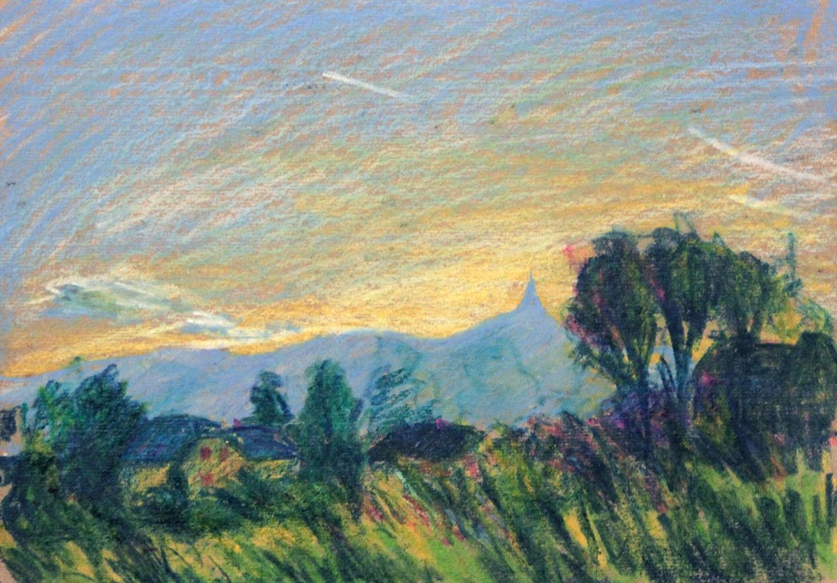 David_Paints's tweet photo. sunset over #Liberec #art #drawing #pastel #Landscapes https://t.co/unyQqAjosl