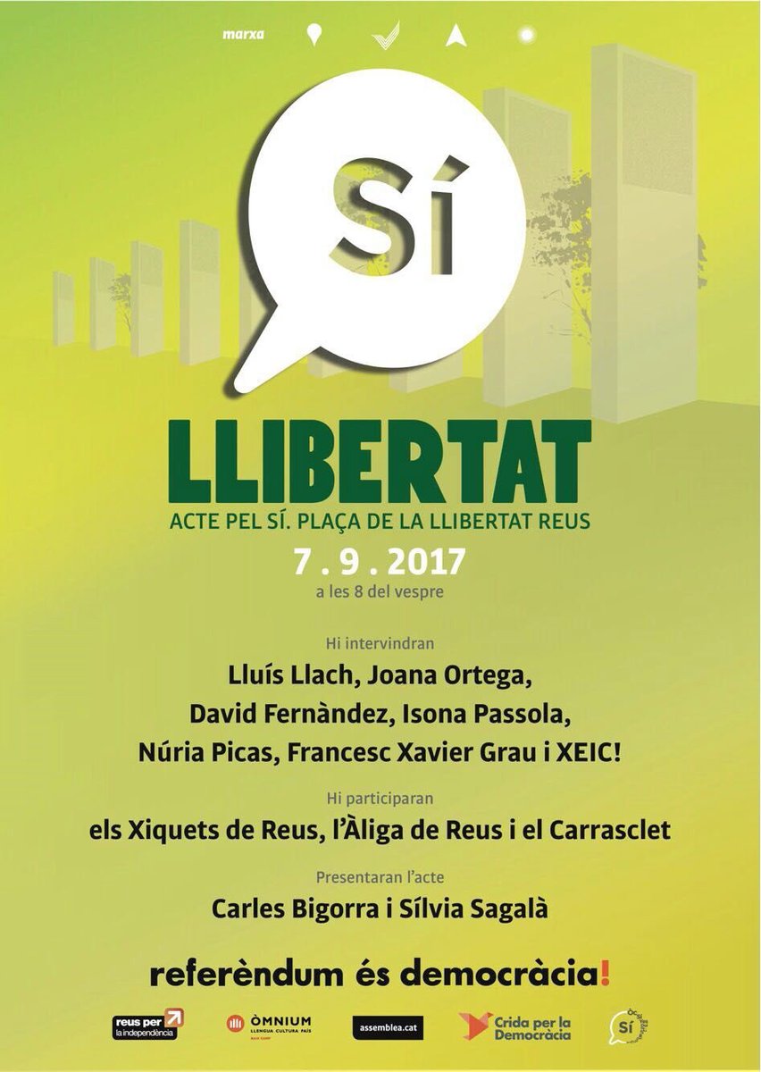 A punt per unes setmanes decisives. Dijous us esperem a la plaça de la Llibertat de Reus amb l'<a href="/ANC_Reus/">ANC_Reus 🧭</a> i <a href="/omniumbaixcamp/">Òmnium Baix Camp</a>