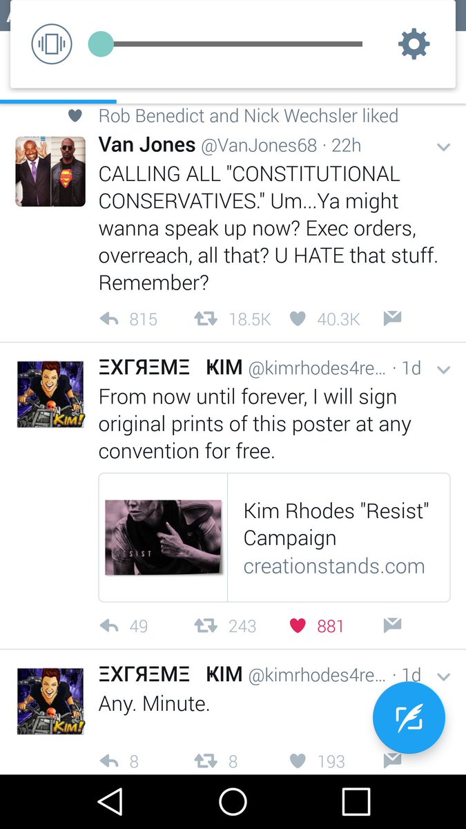 carlyspeese's tweet photo. @kimrhodes4real if I bring my #resist poster, will u sign it or do I need to buy an autograph? https://t.co/CYghgX4A6p