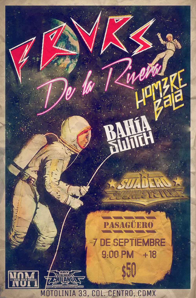 pasaguero's tweet photo. Este jueves el #Pasaguero se llena de buena música con #FRVRS + #DeLaRivera + #HombreBala + #BahiaSwitch + #SuaderoSoundsystem! https://t.co/EbGGtRWVMK