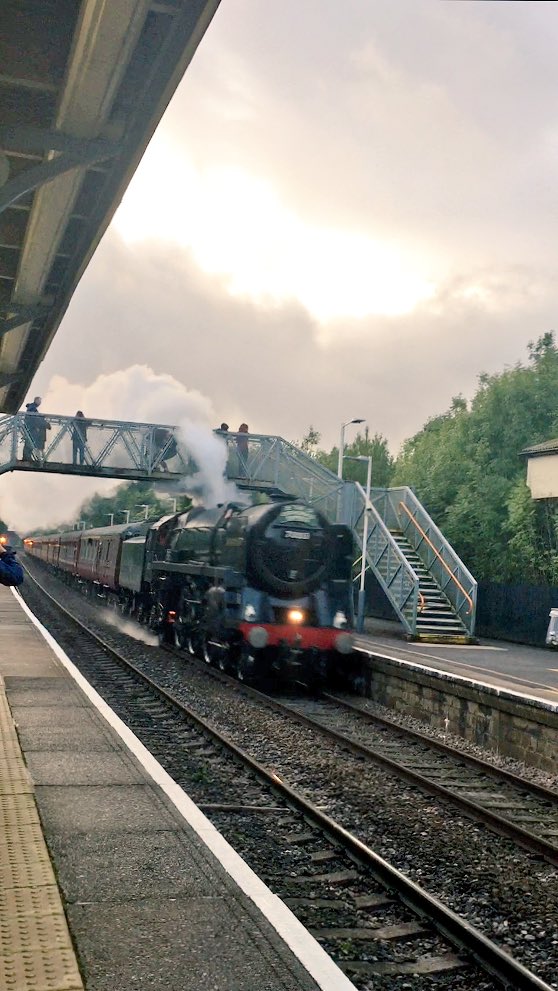 The impressive Oliver Cromwell Steam train passing through Whitchurch tonight