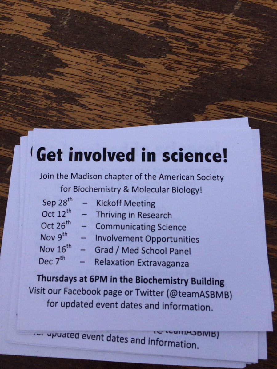 teamasbmb's tweet photo. Thank you to all who attended the CALS org fair! Hope to see you all at our kick-off meeting on September 28th! #asbmb https://t.co/gFyS01sSIj