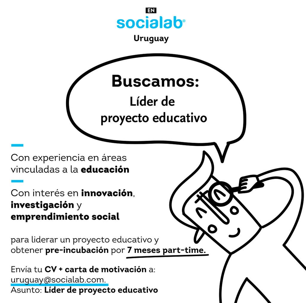 Buscamos líder para emprendimiento educativo en Uruguay. 
Conocé más en bit.ly/SLLlamadoLabor… …  x.com/SocialabUy/sta…
