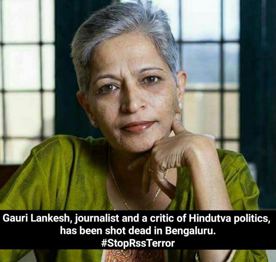 dh_sau's tweet photo. Strongly Condemns the Killing of Senior Journalist, #GauriLankesh. She was a vocal critic of RSS-BJP.
#StopRSSTerror https://t.co/SCjYssTIhO