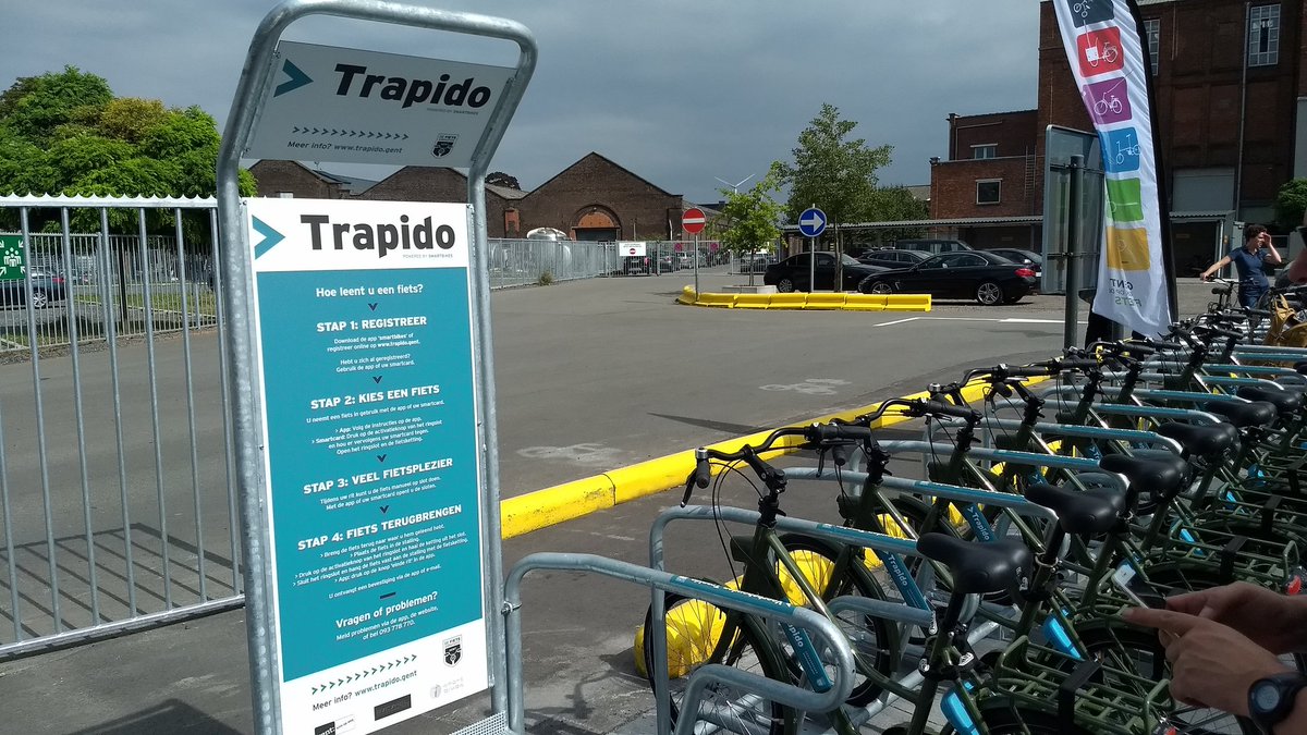 KoenVOvermeiren's tweet photo. Met Trapido doen de 'slimme sloten' nu ook hun intrede in Gent. Boeiende en snelle evoluties op komst! #deelfietsen #mobiliteit #gent https://t.co/tfO8iLUze5