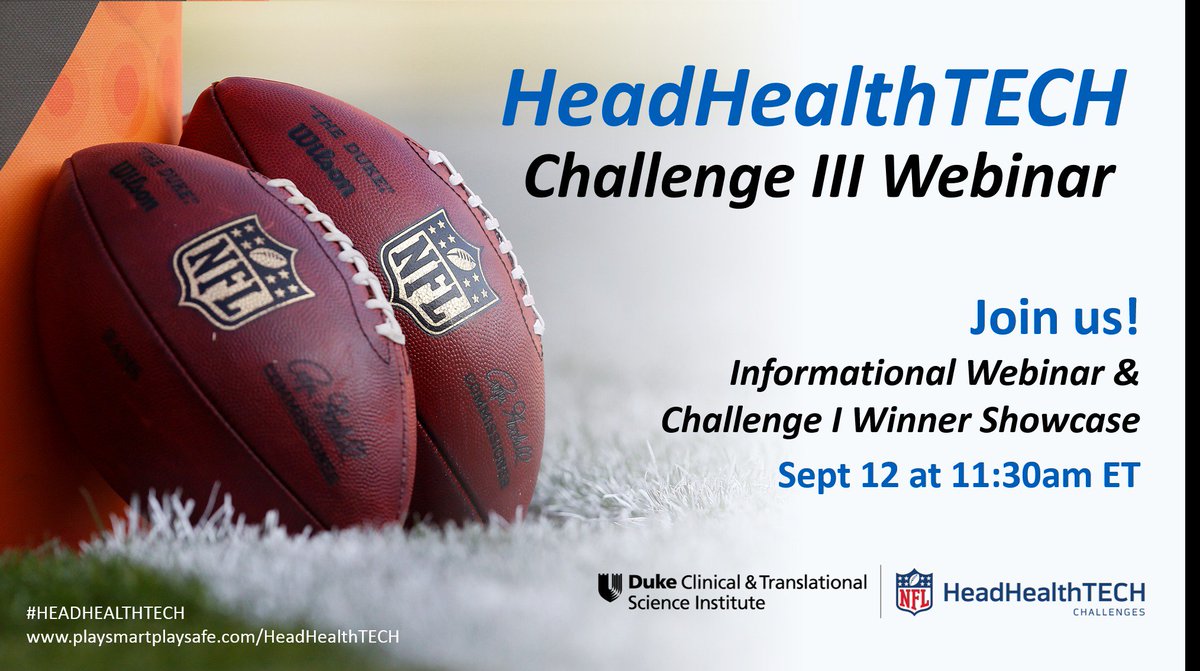 MeetLisaRalph's tweet photo. It's challenge winning season! Have you signed up for the #HeadHealthTECH webinar? Hear from #NFL &amp; @Duke_CTSI : https://t.co/Bgp8uJsx90 https://t.co/9rqAJGcOZO