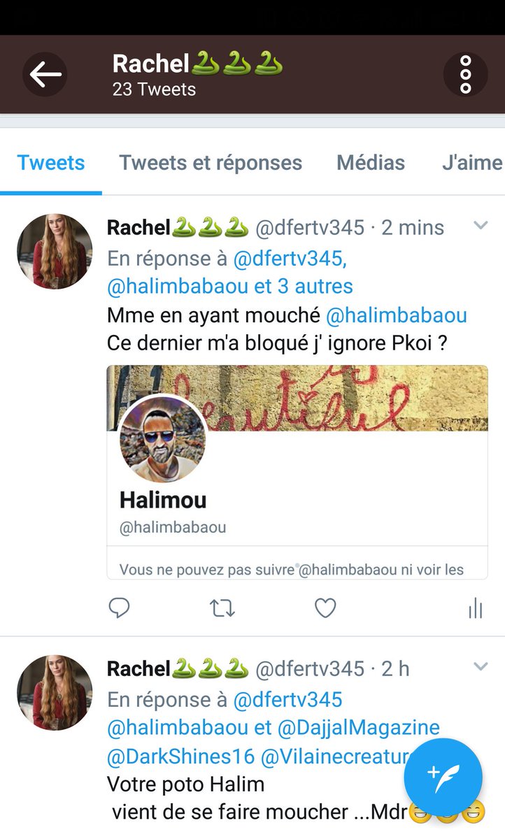 dfertv345's tweet photo. @jil2mars @chenis95 @tarovich @abdeloovitch @abdelmalik57 
@LaurenceAB_ @naiim75012 

Halim 🐓s'est fait mouché😁
Par @DajjalMagazine 👍
KO Din https://t.co/Lo4DyFDeZA