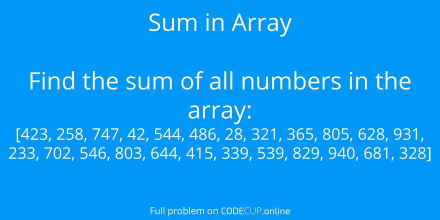 code_cup's tweet image. Featured problem: Sum in Array
Full problem available at crwd.fr/2gAGUCo