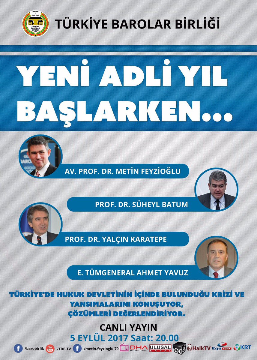 Bu akşam saat 20:00da Facebook sayfamız ve çok sayıda kanalda canlı yayındayız.Buluşmak dileğiyle sevgili dostlarım. barobirlik.org.tr/Detay78173.tbb