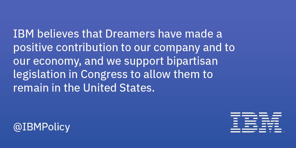 IBMpolicy's tweet photo. We stand by our IBM #Dreamers. #DACA https://t.co/SJA7IsrzKF