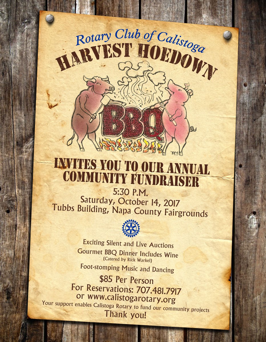 CalistogaRotary's tweet photo. Tickets are on sale for Harvest Hoedown 2017 #harvesthoedown @visitcalistoga https://t.co/zVqcyykKNG https://t.co/ZoaAr1zAhf