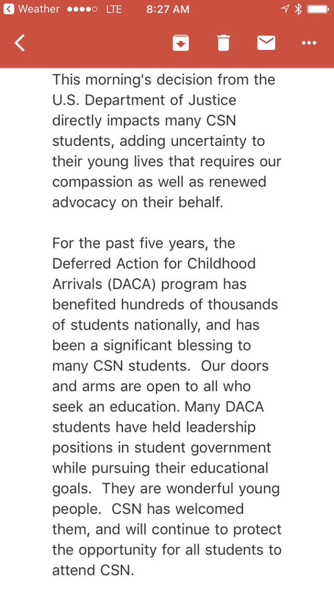 NatalieBruzda's tweet image. Statement from @CSNPresRichards on #DACA decision #nved