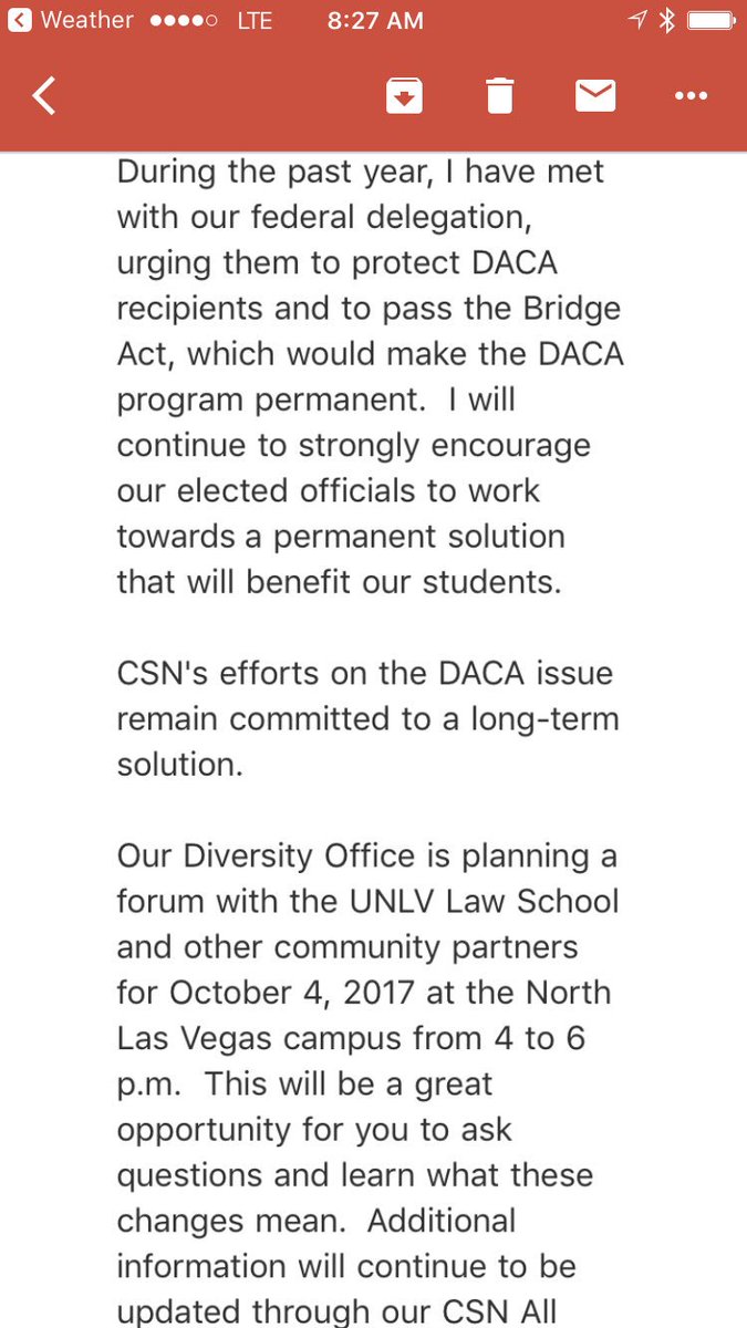 NatalieBruzda's tweet image. Statement from @CSNPresRichards on #DACA decision #nved