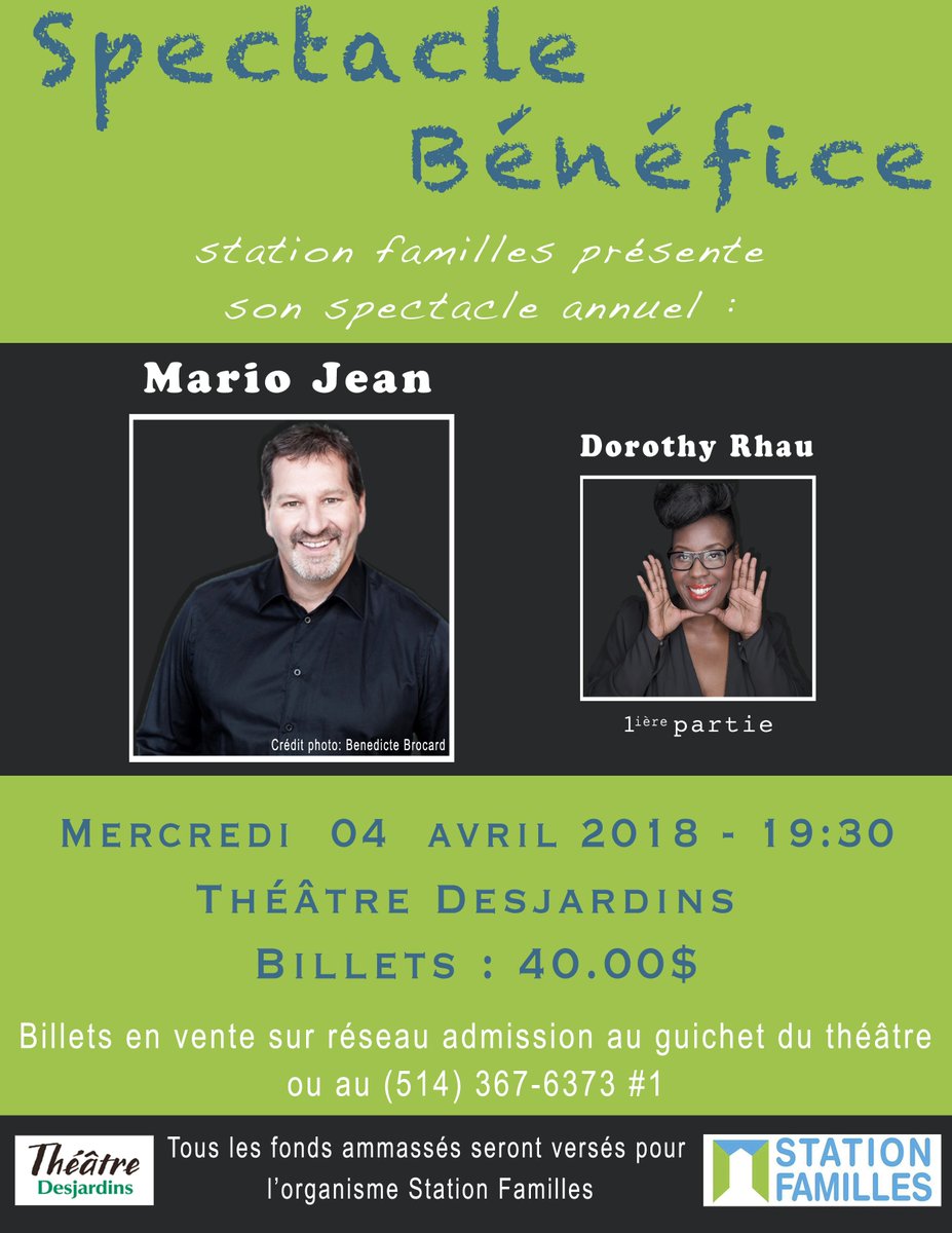 SFamilles's tweet photo. Achetez vos billets dès maintenant!
#MarioJean #spectaclebenefice #OBNL https://t.co/Tdfl8Mc0PY