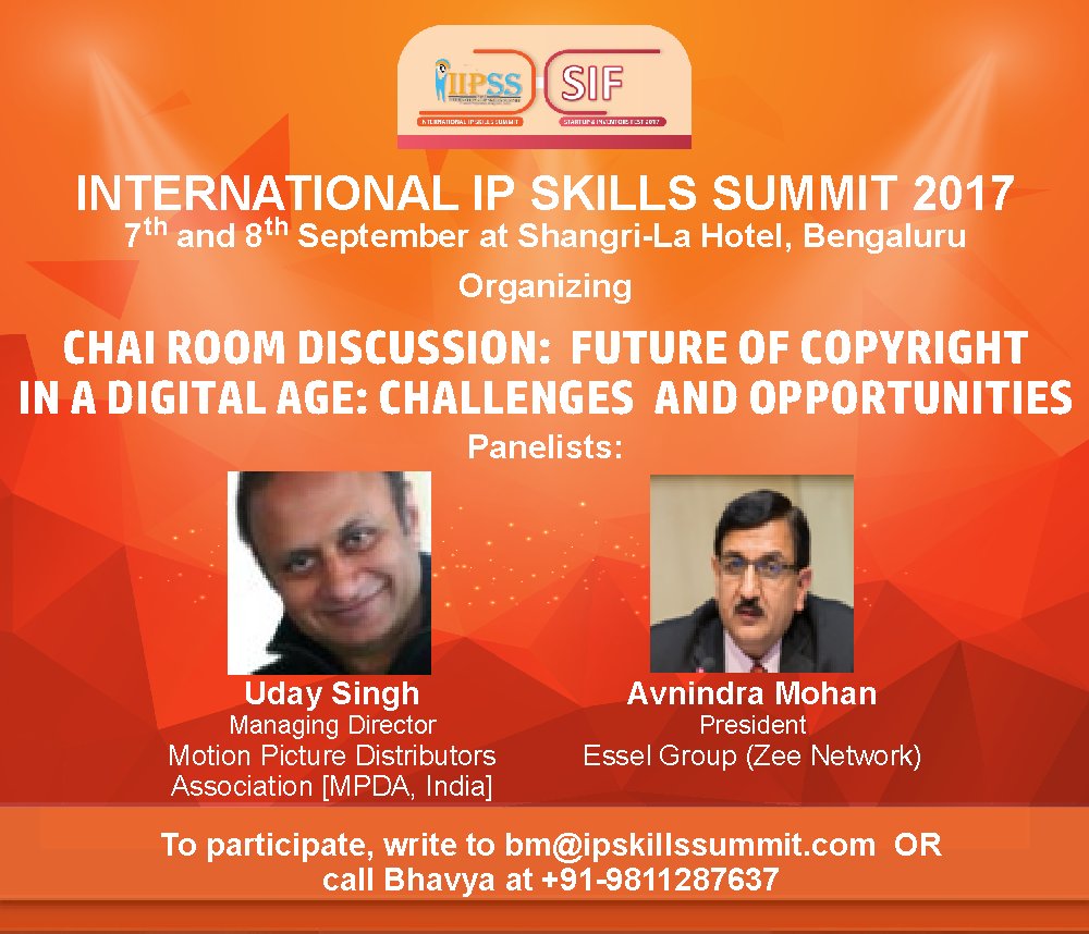 IipssSif's tweet photo. CHAI ROOM DISCUSSION :FUTURE OF COPYRIGHT IN A DIGITAL AGE: CHALLENGES AND OPPORTUNITIES, during  IIPSS, 7-8 Sep 2017, Bengaluru #iipss #sif https://t.co/GZ13ONcQs3