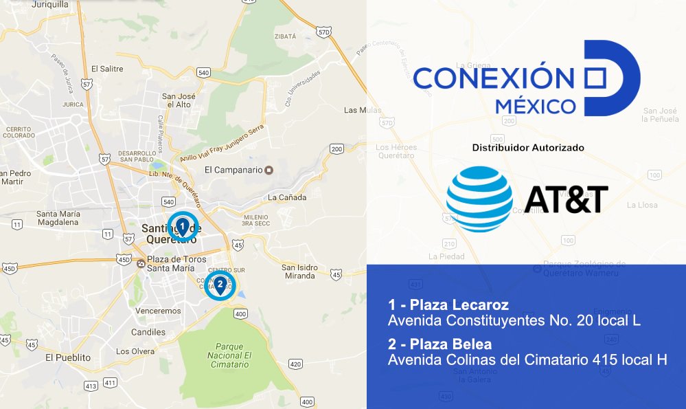 ConexionDmx's tweet photo. Visita nuestras tiendas autorizadas AT&amp;T para conocer los planes y promociones que tenemos para ti. 📍 #México #Lecaroz #Queretaro https://t.co/BqXzCusCtw