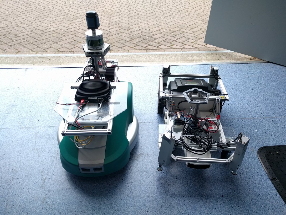 trimbot2020's tweet photo. Getting closer to the final #trimbot #prototype. They look great in the lab @farmtechnology @WUR #robotics #gardening https://t.co/bBUyLO2Yys