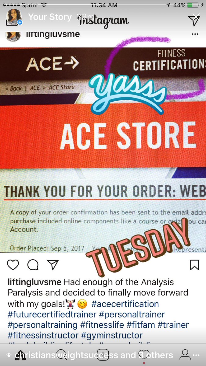 Liftingluvsme's tweet photo. Finally decided to take the leap! #acecertification #futurecertifiedpersonaltrainer #personaltrainer #fitnessinstructor #FitnessGoals #fit https://t.co/xRYKvU1H6A