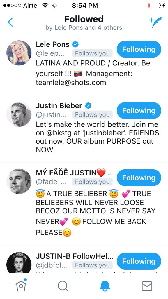 jdbiebertg's tweet photo. @jdbfollowhelp @justinbieber He followed me .I'm sooo happy. I'm screaming oh goshhhh😭😭❤❤❤❤🌎 https://t.co/JP4KsHwo9W