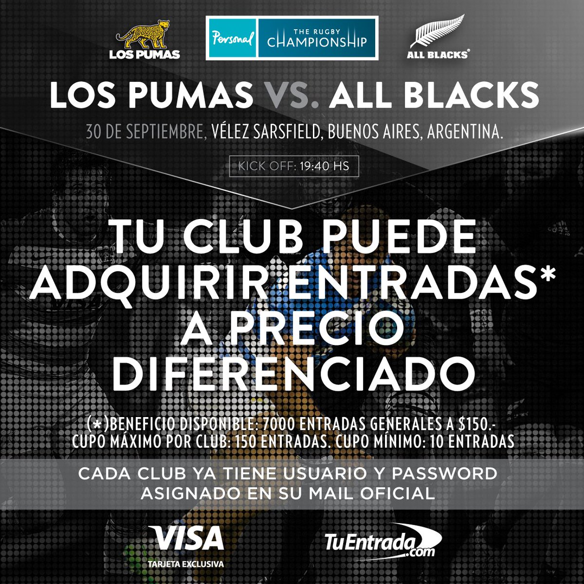 lospumas's tweet photo. ¡Apurate que se agotan! 
Quedan sólo mil entradas para ver Los Pumas-All Blacks a precio diferenciado.
#JugamosTodos https://t.co/F4N3p4oOWx